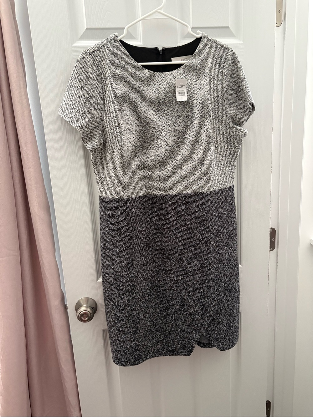 LOFT Two-Tone Gray Mini Shift Dress